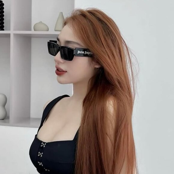 Palm Angels PERI002 PALM 1007 Rectangle Sunglasses - Black/Dark Grey - Picture 6 of 10